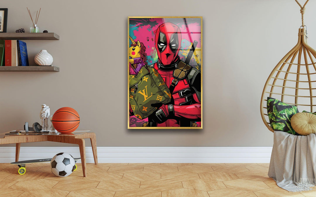 Deadpool & Unicorn Glass Wall Art, Glass Printing Wall Art, Print photos on glass