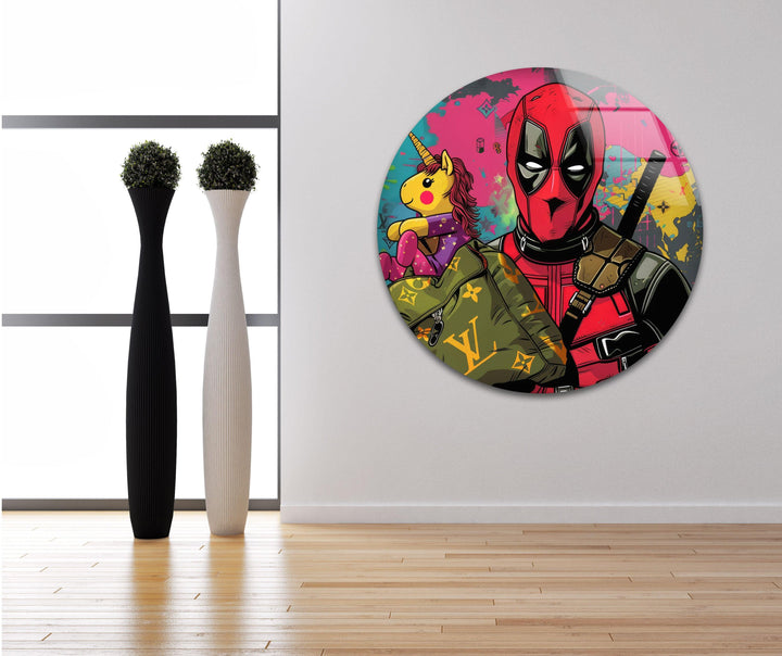 Deadpool & Unicorn Glass Wall Art, glass pictures for Wall, glass prints wall art