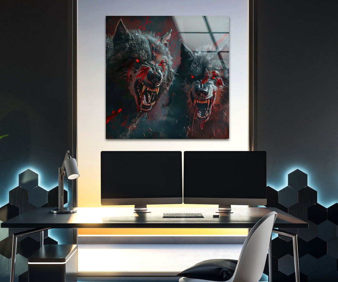 Wild Wolfs Glass Wall Art custom glass pictures, glass art prints
