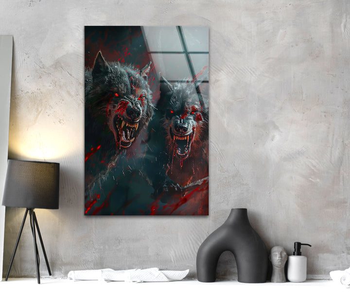 Wild Wolfs Glass Wall Art custom glass photo prints, large glass prints
