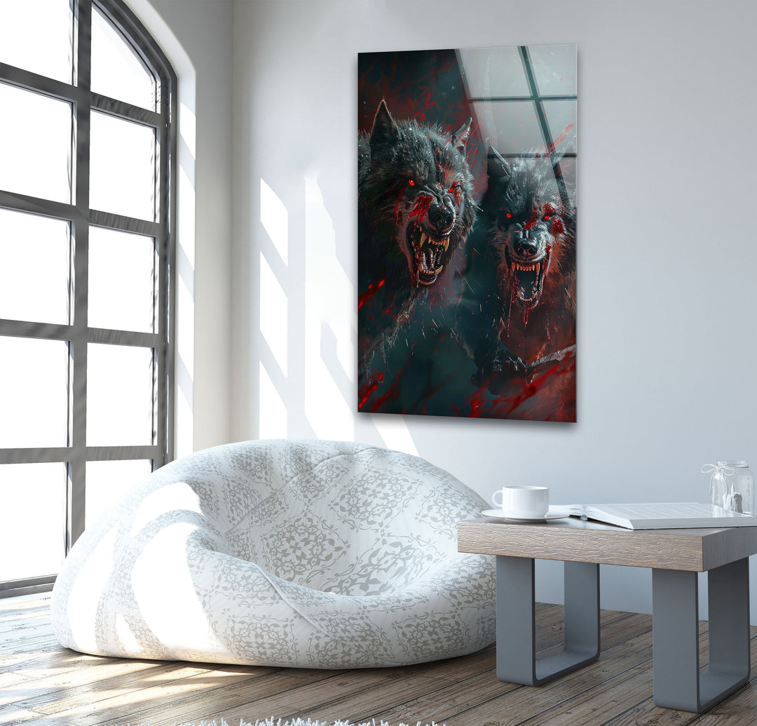 Wild Wolfs Glass Wall Art print on glass, glass printed photos
