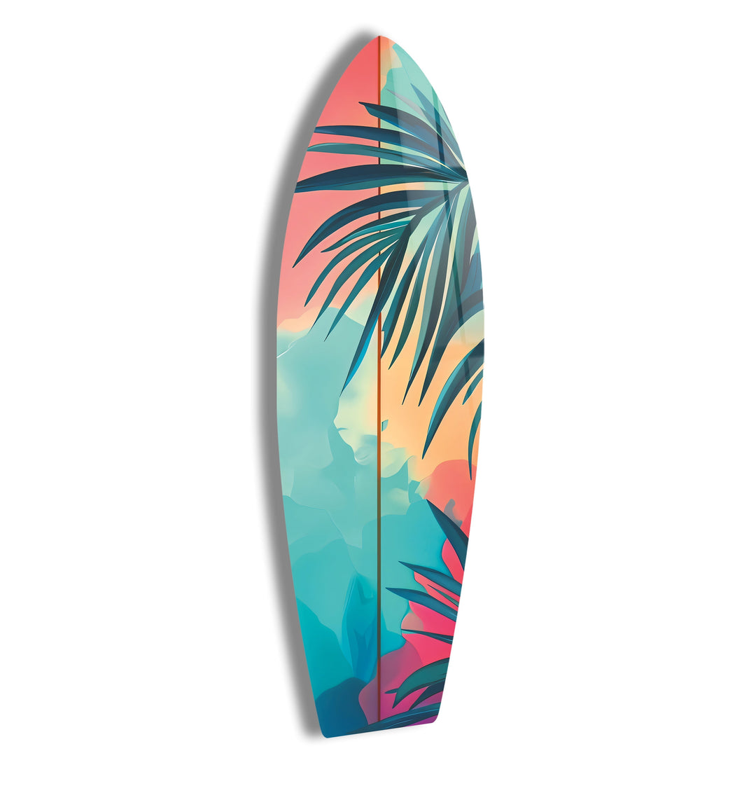 Tropical Tree Surfboard Wall Art