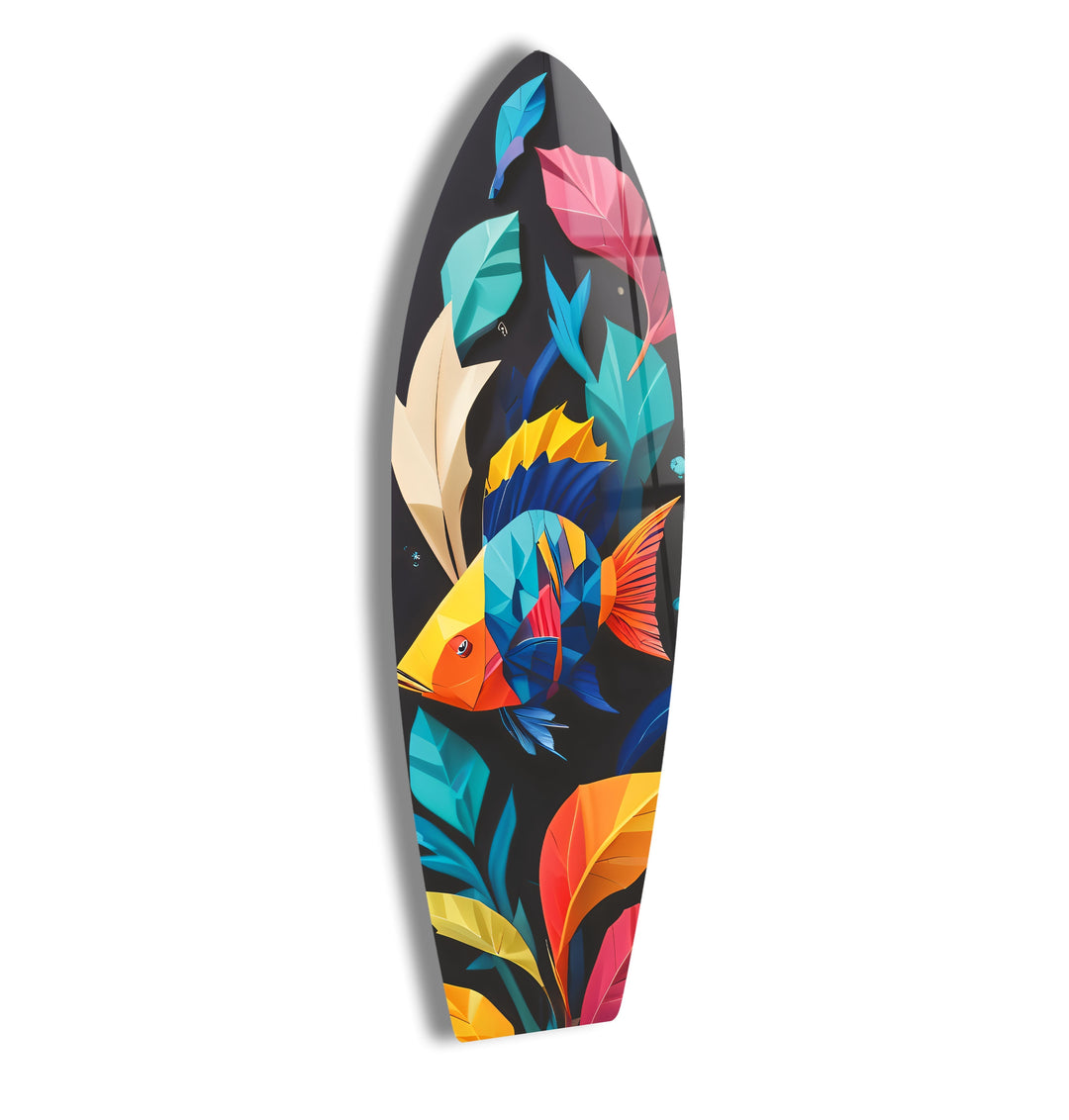 Stained Fishes Surfboard Wall Art