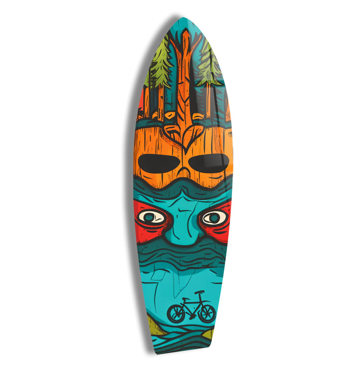 Blue Tree Man Surfboard Wall Art