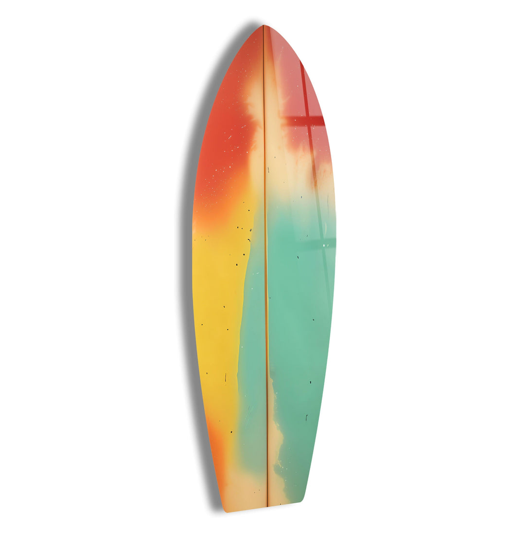 Green Red Abstract Surfboard Wall Art