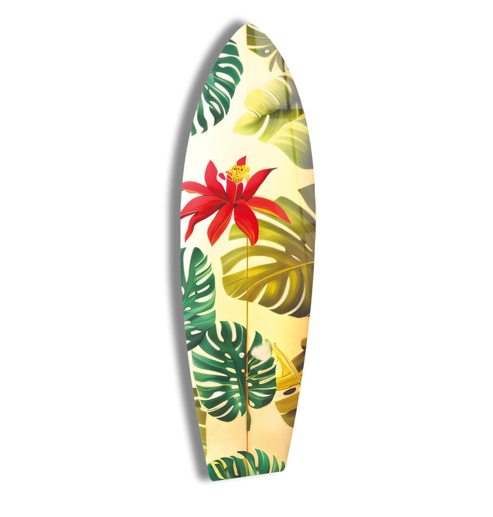 Tropical Flowers Surfboard Wall Art