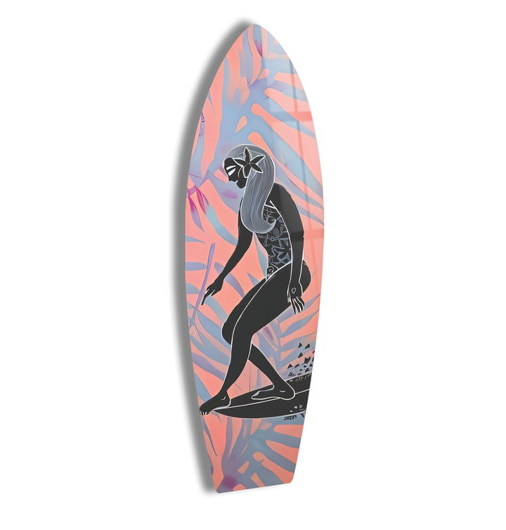 Cool Woman Surfboard Wall Art