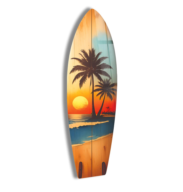 Palm Tree Vintage Surfboard Wall Art