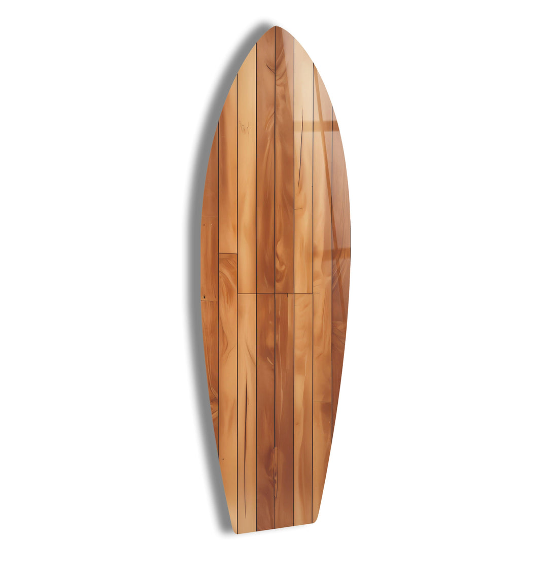 Brown Wood Details Surfboard Wall Art