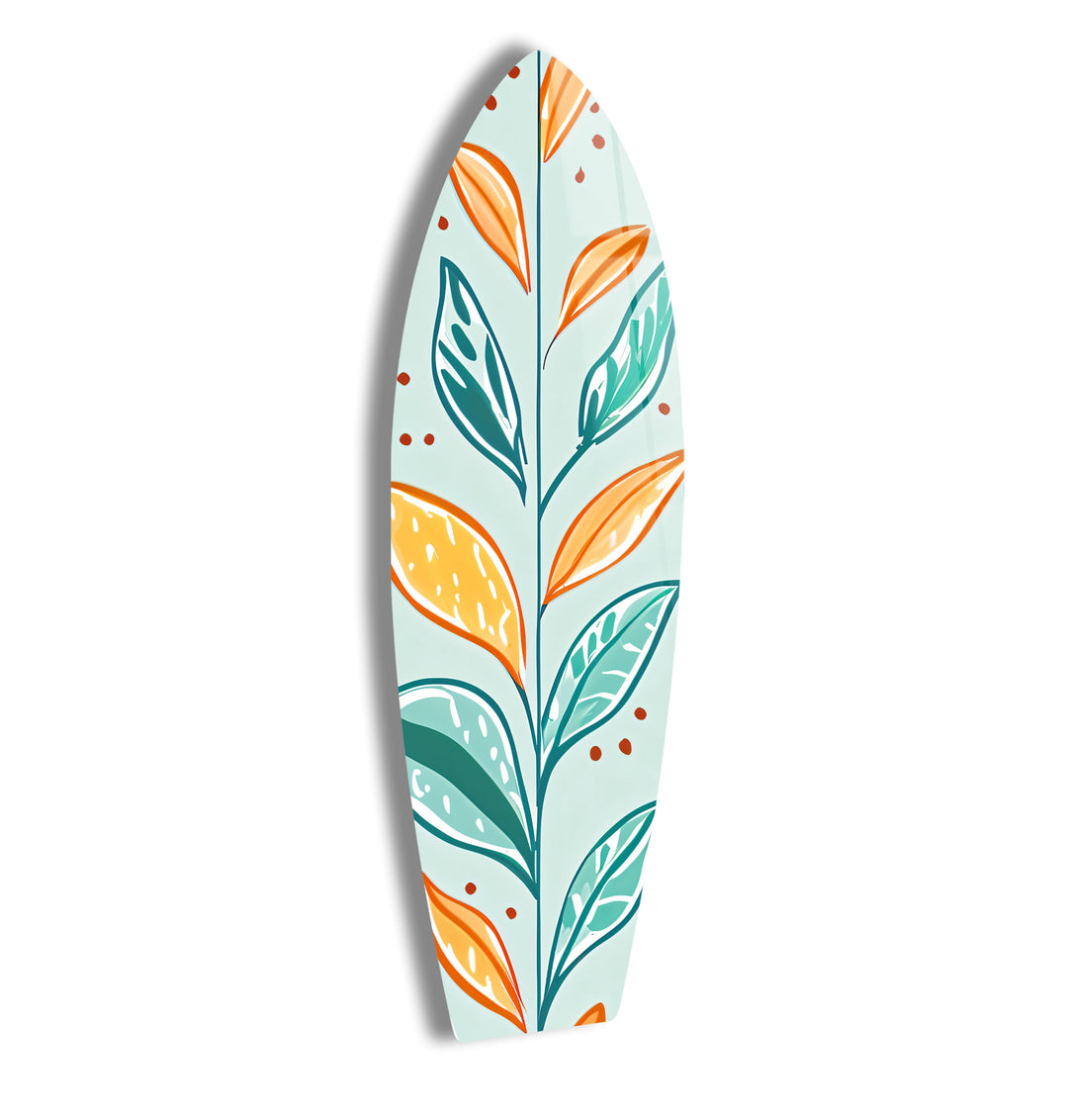 Colored Leafs Surfboard Wall Art