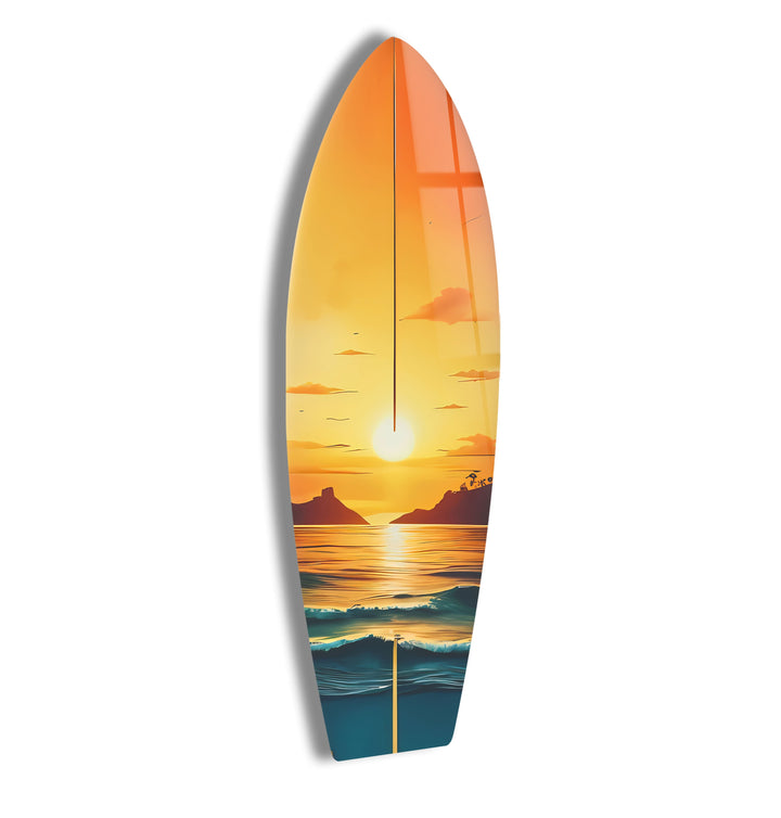 Sunset Surfboard Wall Art