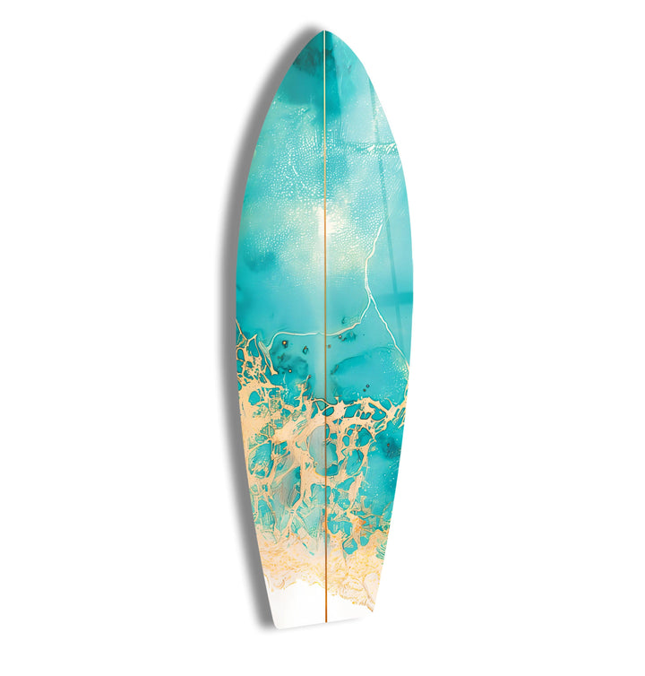 Abstract Sea Wave Surfboard Wall Art