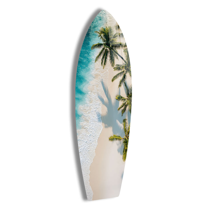 Tropical Beach Paradise Surfboard Wall Art