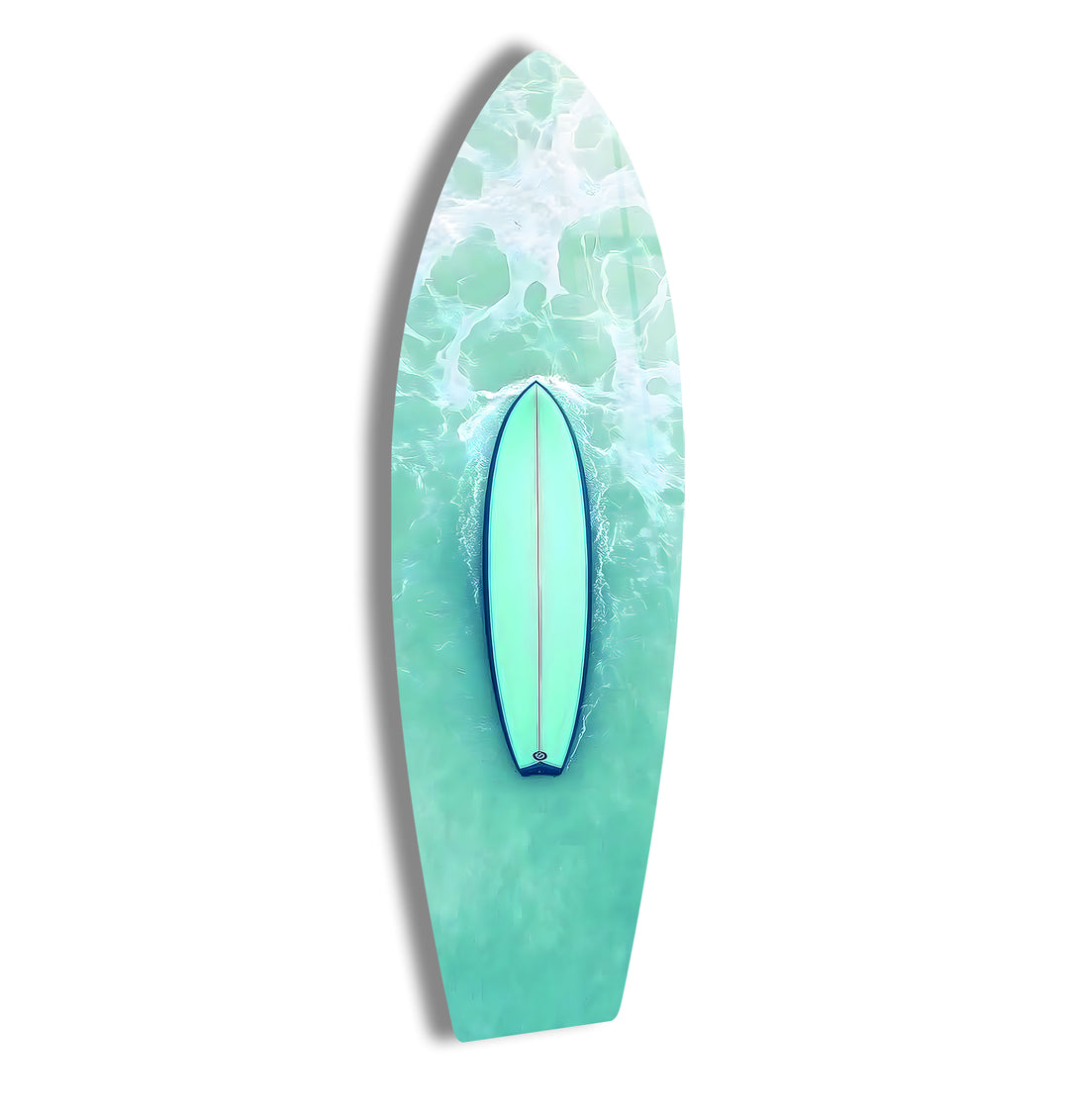 Serene paddleboarding scene with crystal-clear ocean waters, bringing peace and tranquility to your home.
