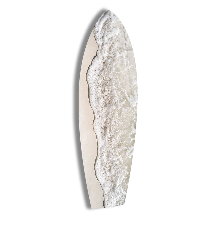 White Foam Beach Wave Surfboard Wall Art