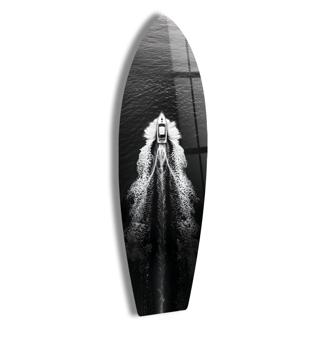 Monochrome Yacht Surfboard Wall Art