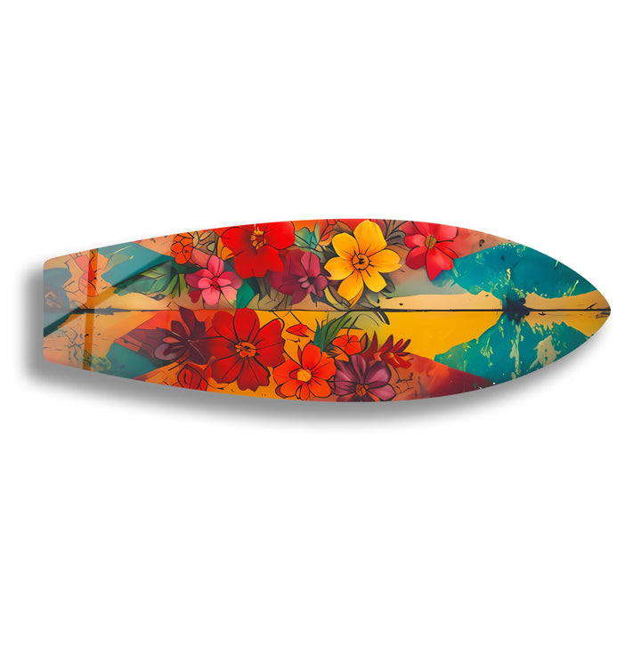 Colorful Flowers Surfboard Wall Art