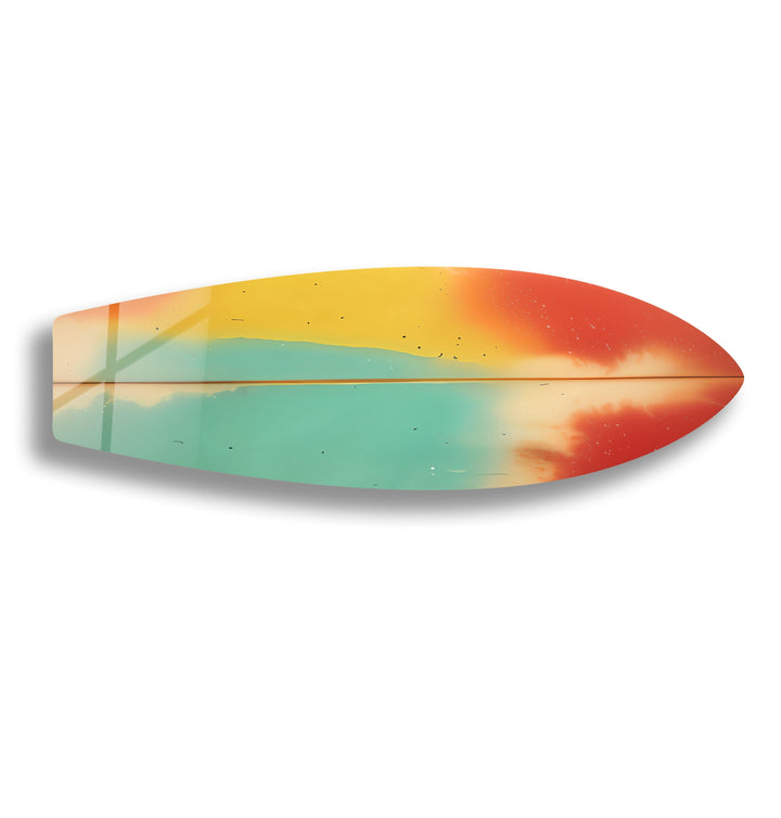 Green Red Abstract Surfboard Wall Art