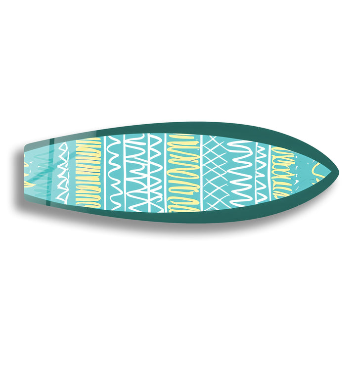 Blue & White Lines Surfboard Wall Art