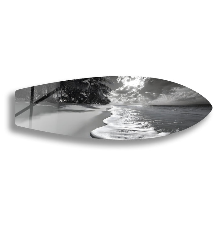 Monochrome Paradise Surfboard Wall Art