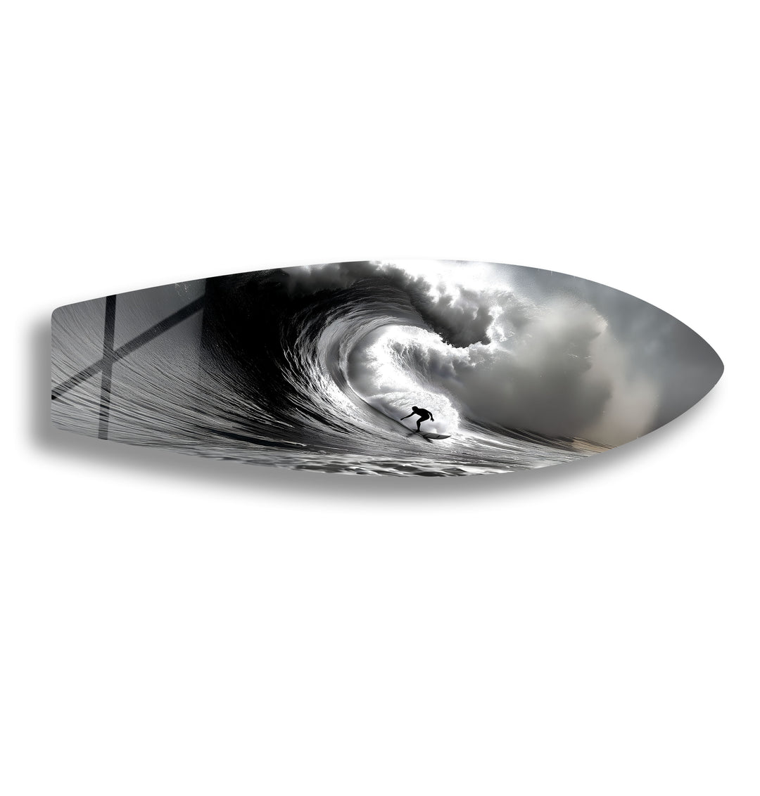 Black & White Surfer Surfboard Wall Art