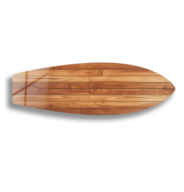 Brown Wood Details Surfboard Wall Art