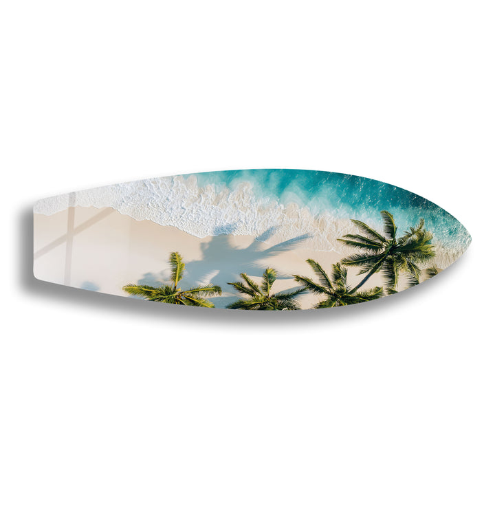 Tropical Beach Paradise Surfboard Wall Art