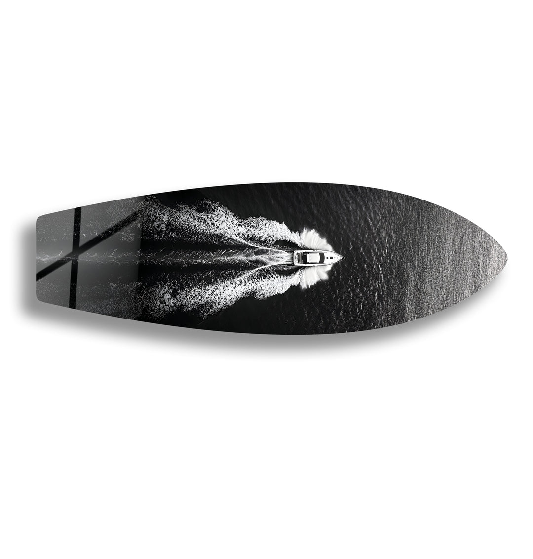 Monochrome Yacht Surfboard Wall Art