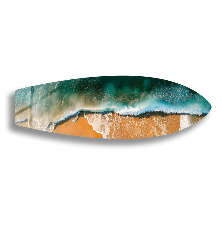 Golden Waves Surfboard Wall Art