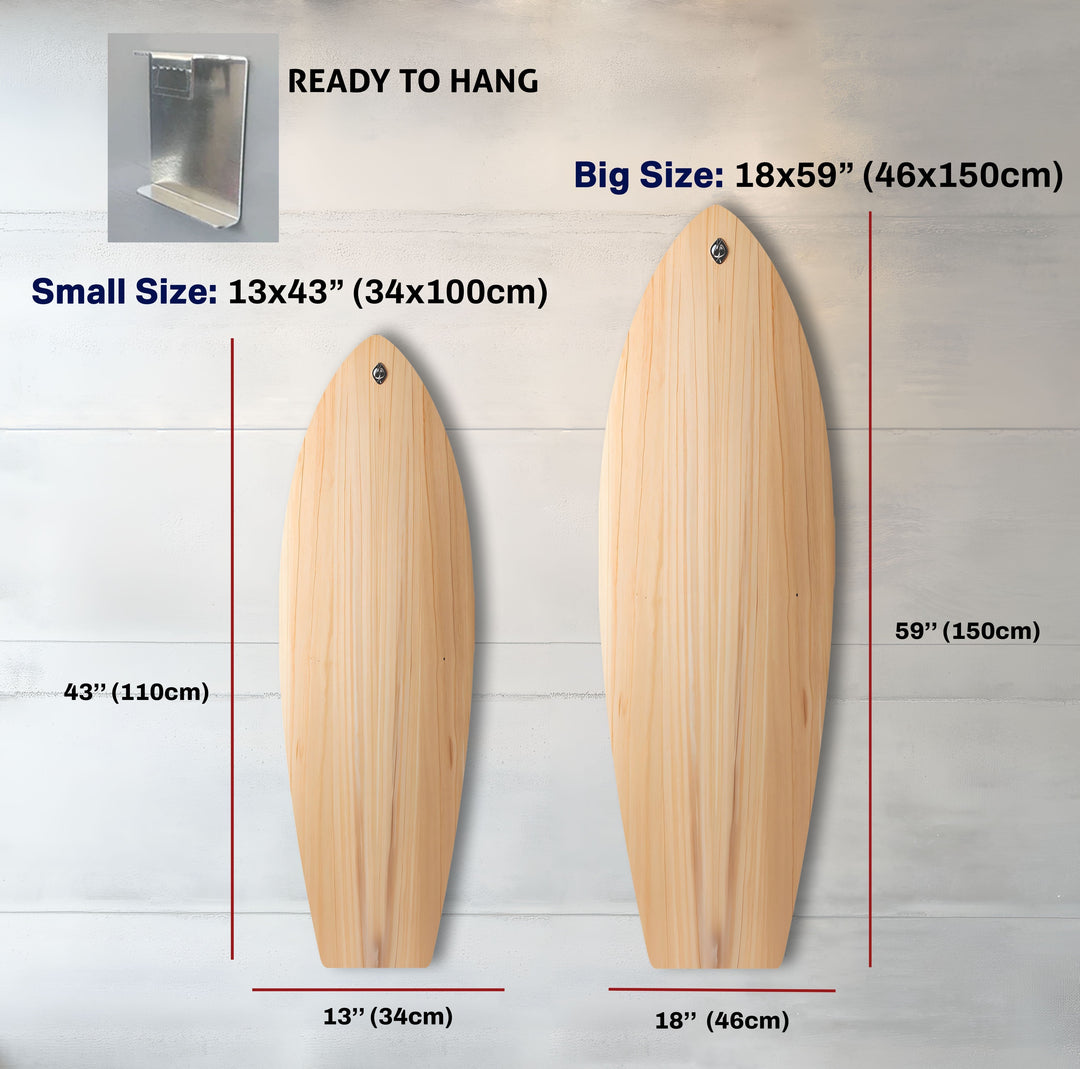 Wood Details Surfboard Wall Art