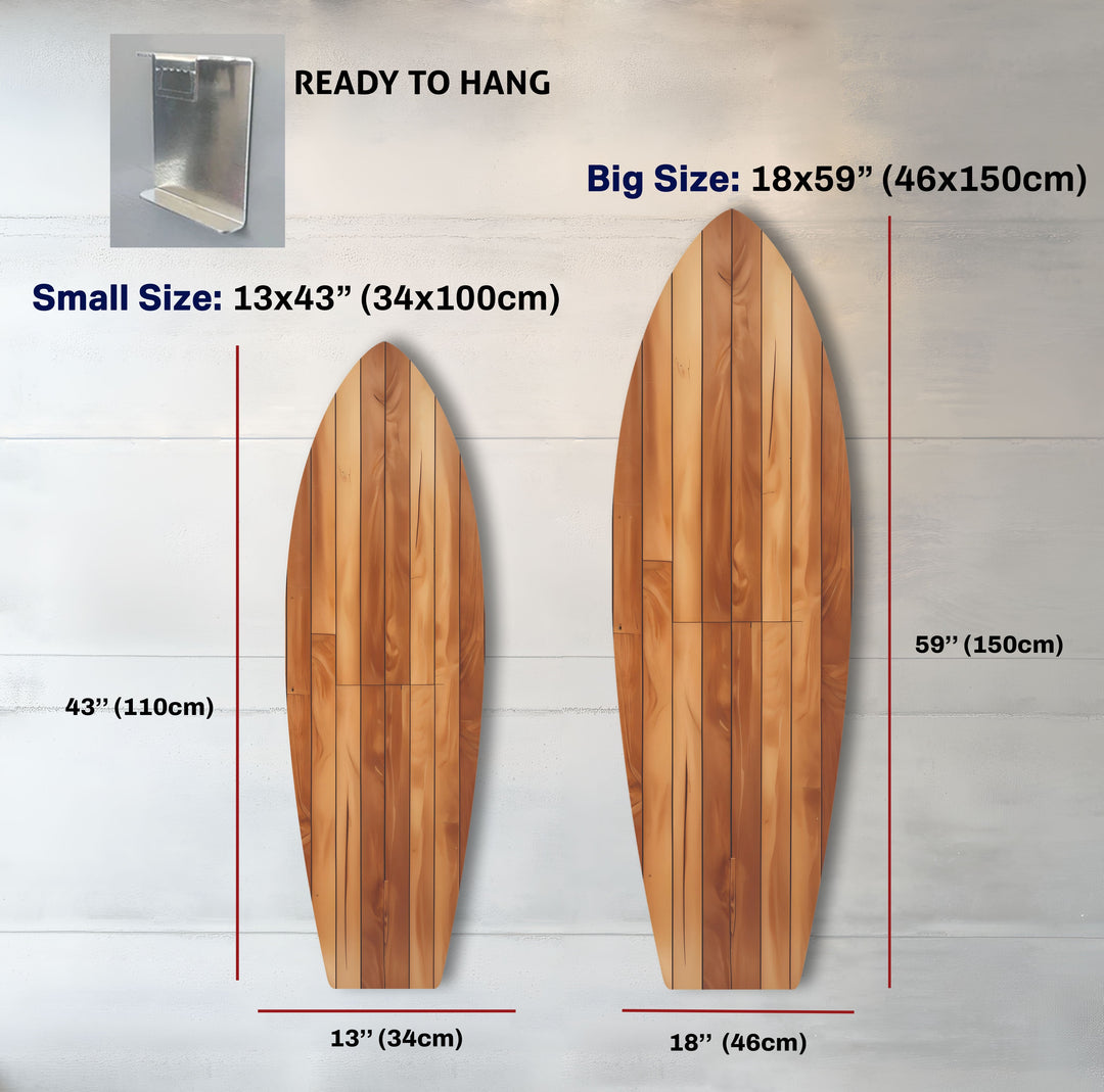 Brown Wood Details Surfboard Wall Art