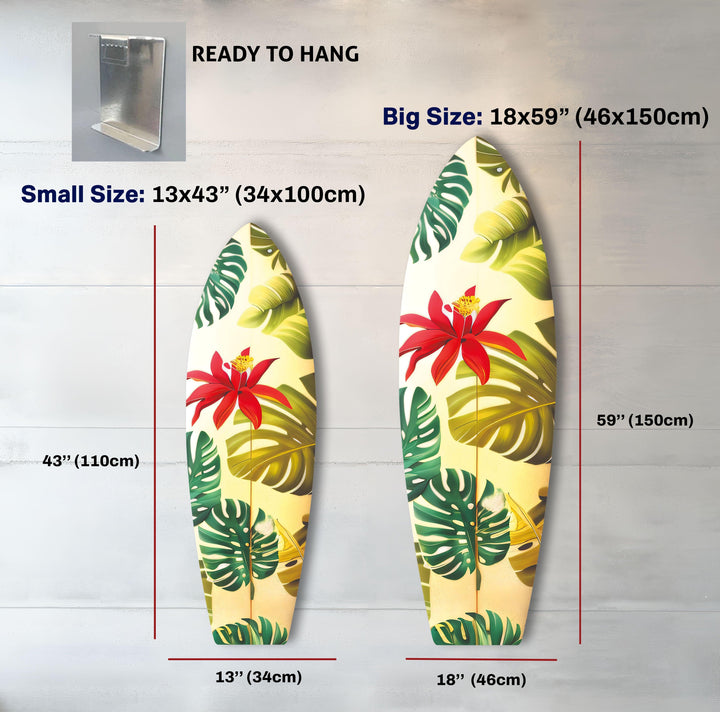 Tropical Flowers Surfboard Wall Art