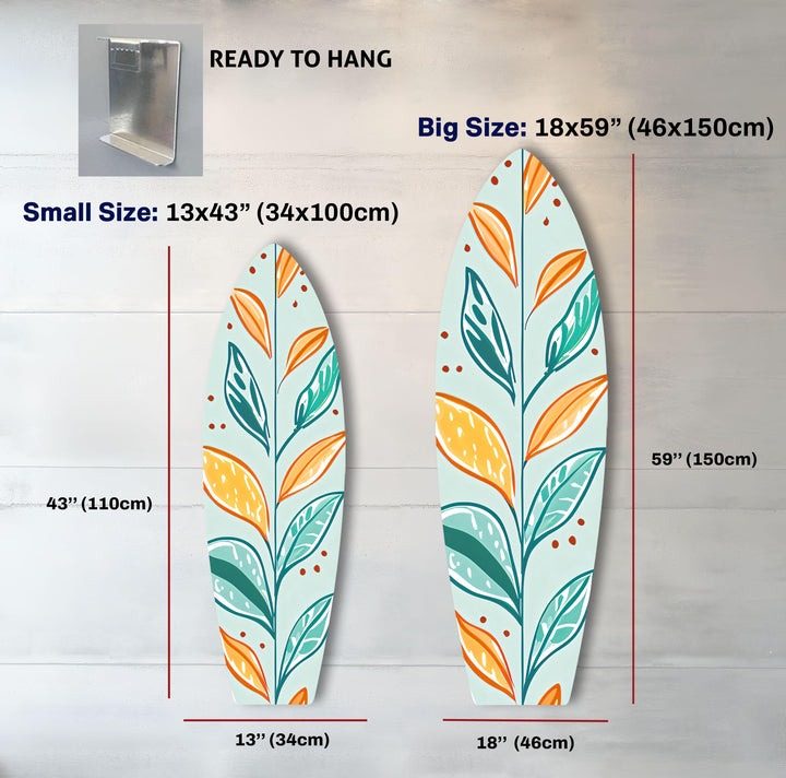 Colored Leafs Surfboard Wall Art