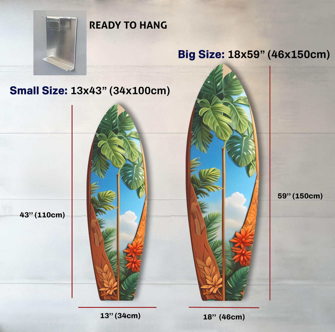 Green Tropical Trees Surfboard Wall Art