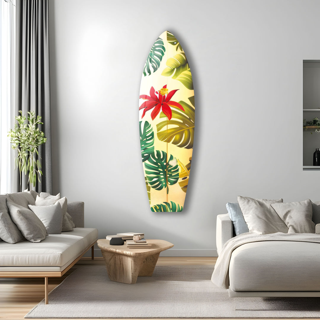 Tropical Flowers Surfboard Wall Art