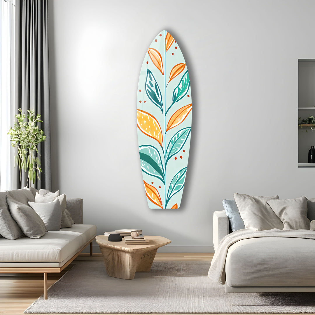 Colored Leafs Surfboard Wall Art