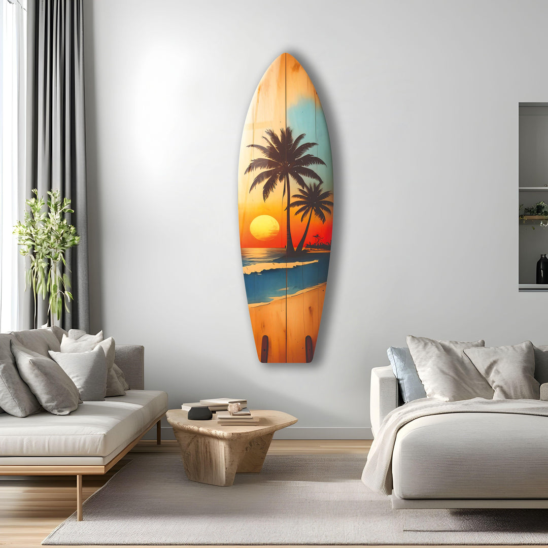 Palm Tree Vintage Surfboard Wall Art