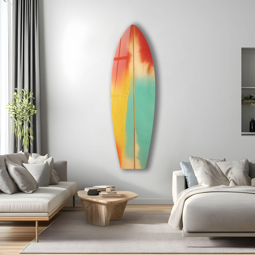 Green Red Abstract Surfboard Wall Art