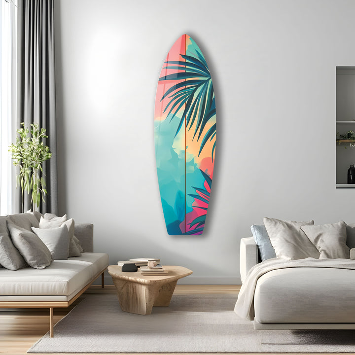 Tropical Tree Surfboard Wall Art