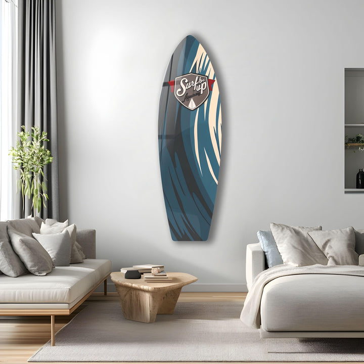 Blue Abstract Surfboard Wall Art