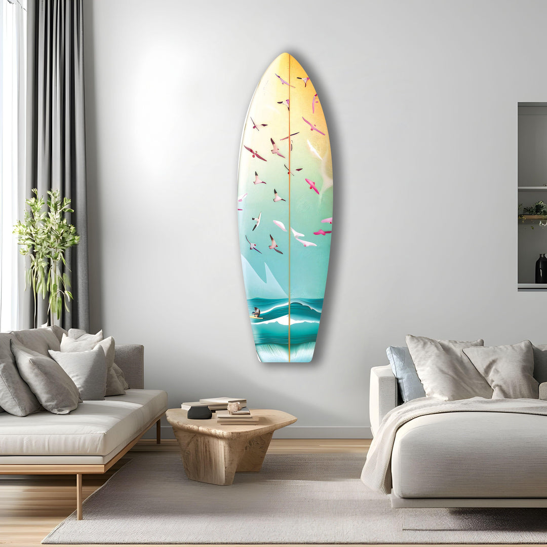 Birds On The Water Surfboard Wall Art