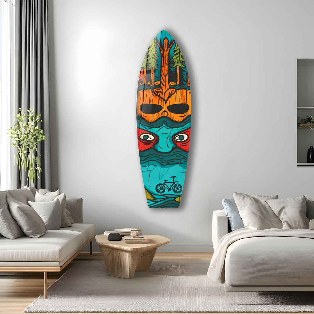 Blue Tree Man Surfboard Wall Art