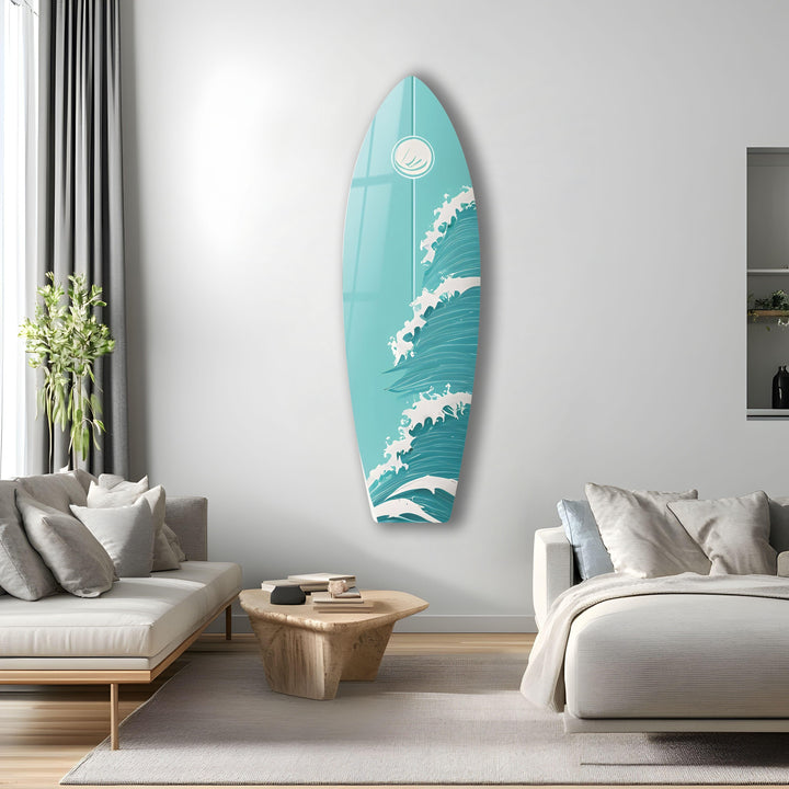 Sea Waves Surfboard Wall Art