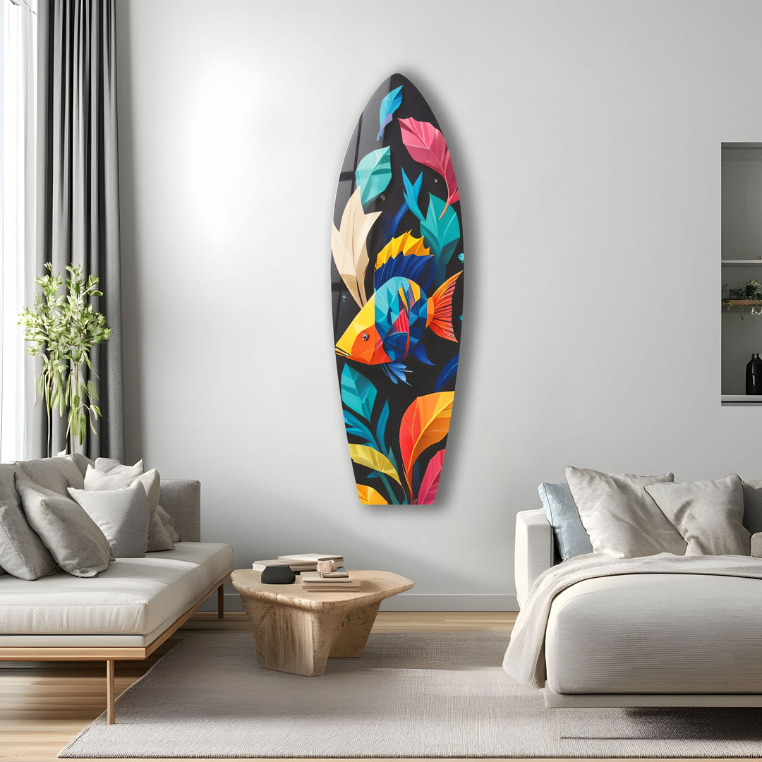 Stained Fishes Surfboard Wall Art