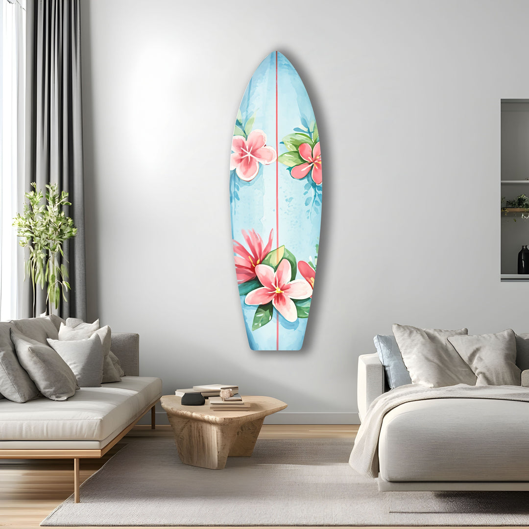 Red Lotus Surfboard Wall Art