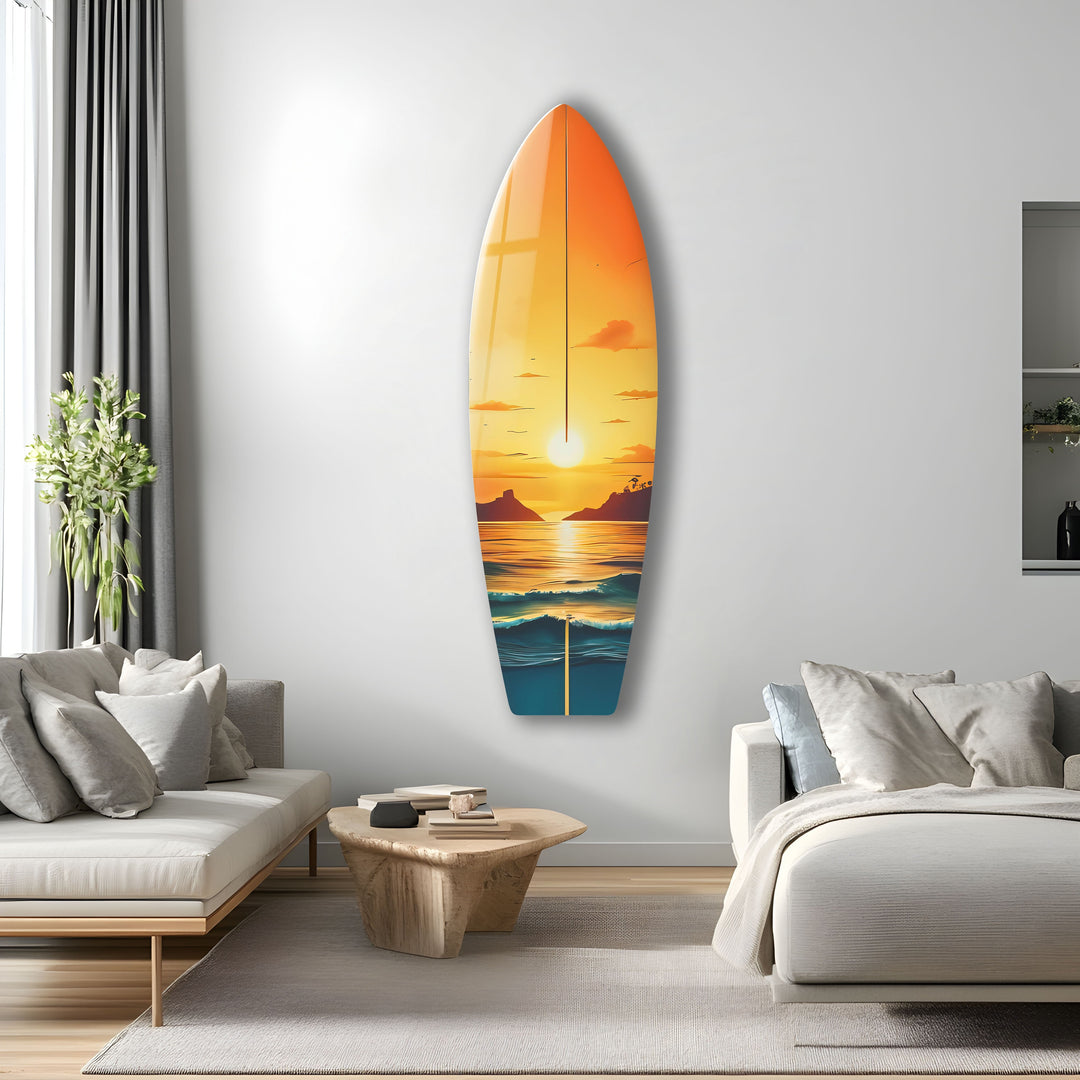 Sunset Surfboard Wall Art