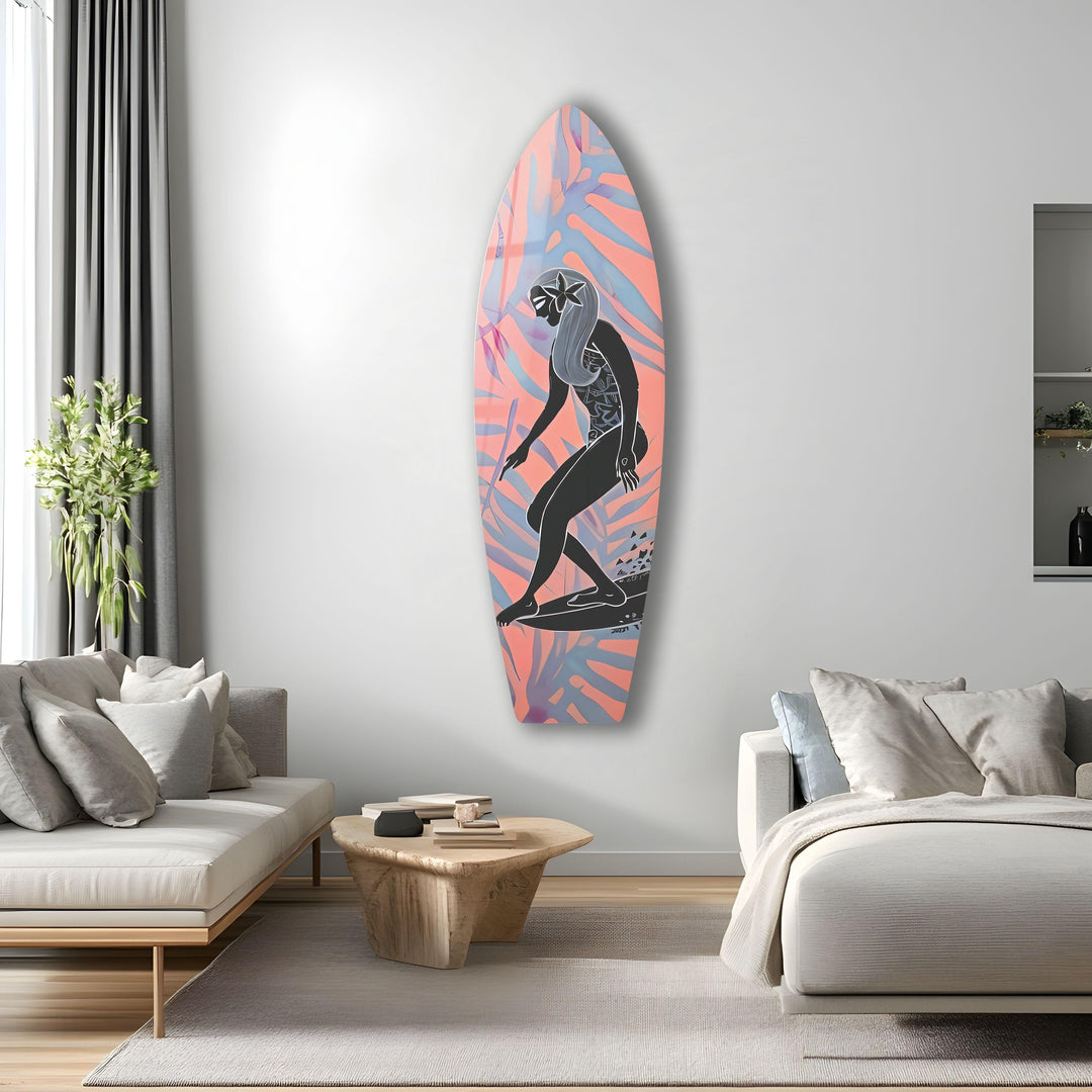 Cool Woman Surfboard Wall Art