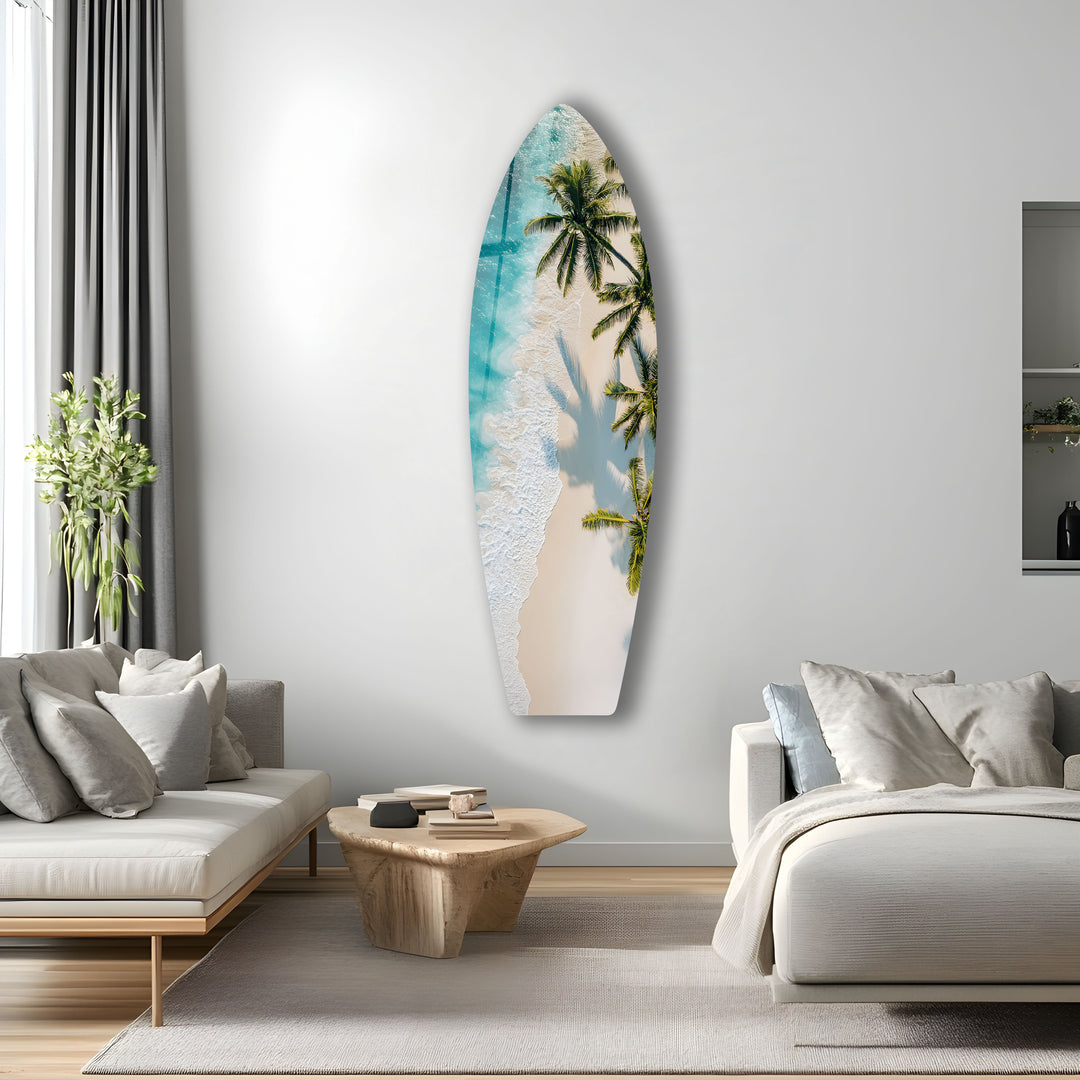 Tropical Beach Paradise Surfboard Wall Art