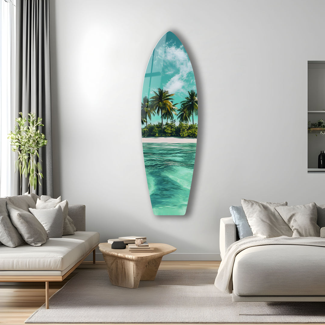 A calming ocean and palm tree scene, bringing tropical tranquility into any room.
