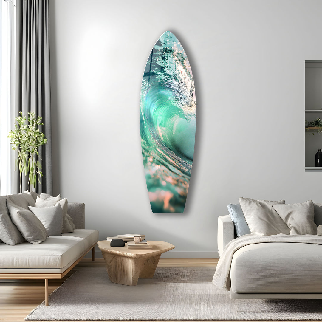 Ocean wave captured in high-definition, with crystal-clear clarity and stunning color on glass.
